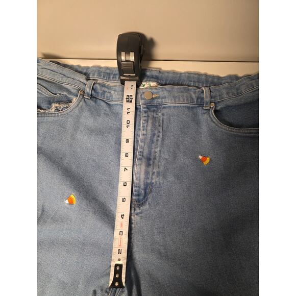 Quacker Factory Plus Size Halloween Candy Corn Straight  Jeans 24W Embroidered - Picture 5 of 6
